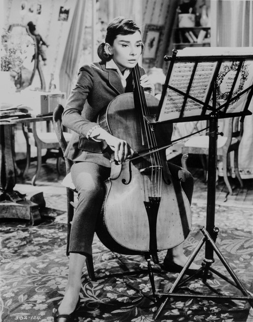 Audrey Hepburn Love in the Afternoon Playing Violin +tograph High Qu Photo Print - Item # VARCEL698896