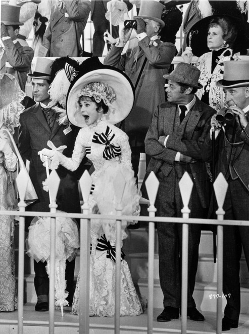 Audrey Hepburn Looking Shocked in Long Gown with Hat Photo Print - Item # VARCEL698908