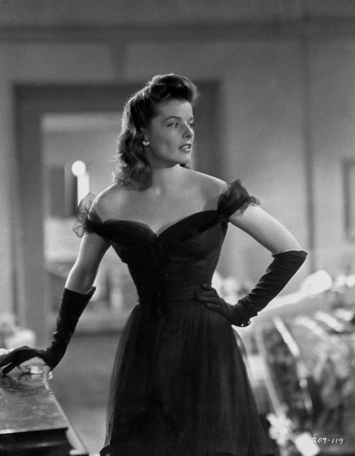 Katharine Hepburn in Black Gown in Black and White Photo Print - Item # VARCEL698963