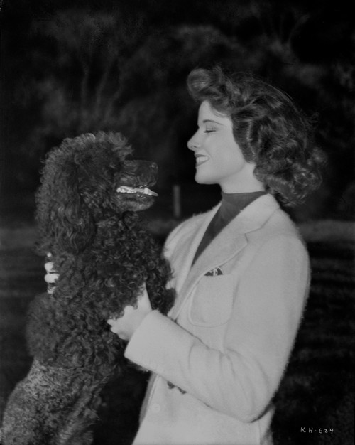 Katharine Hepburn in Black and White Portrait Face to Face with Dog Photo Print - Item # VARCEL698972