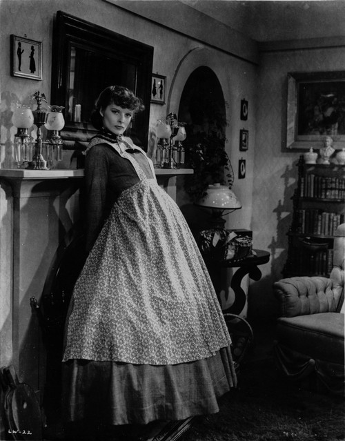 Katharine Hepburn Pose in White Dress in Black and White Photo Print - Item # VARCEL699018
