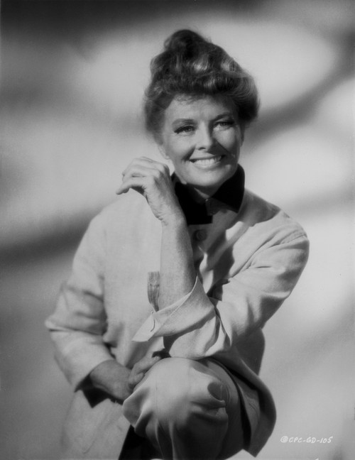 Katharine Hepburn posed in White Dress Black and White Photo Print - Item # VARCEL699057