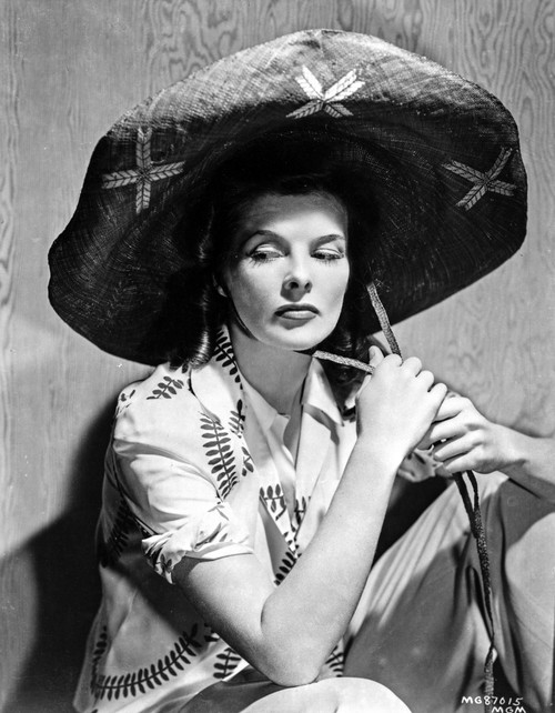 Katharine Hepburn Pose in Black Hat in Black and White Photo Print - Item # VARCEL699044