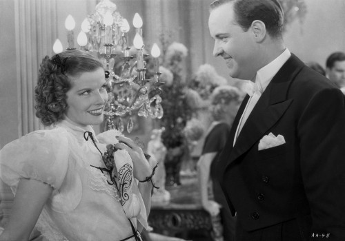Katharine Hepburn with a Man in Formal Outfit Portrait Photo Print - Item # VARCEL699141