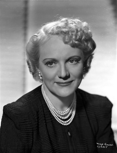 Minna Gombell on a Dark Top with Pearl Necklace Portrait Photo Print - Item # VARCEL699184
