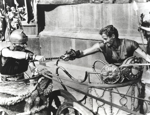 Charlton Heston in Horse-Drawn Vehicle in Black and White Photo Print - Item # VARCEL699288