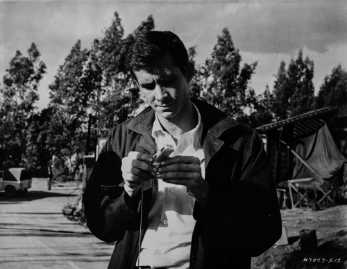 Psycho Cast Member wearing Leather Jacket Excerpt from Film in Black and White Portrait Photo Print - Item # VARCEL699594