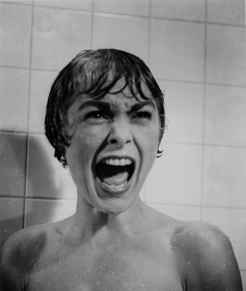 Psycho Close Up Portrait of Woman Screaming in Black and White Photo Print - Item # VARCEL699607