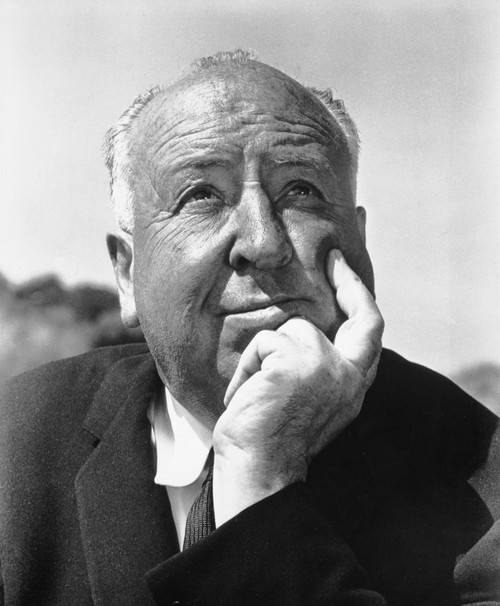 Hitchcock Alfred Talking to a Man in Printed Suit Photo Print - Item # VARCEL699619