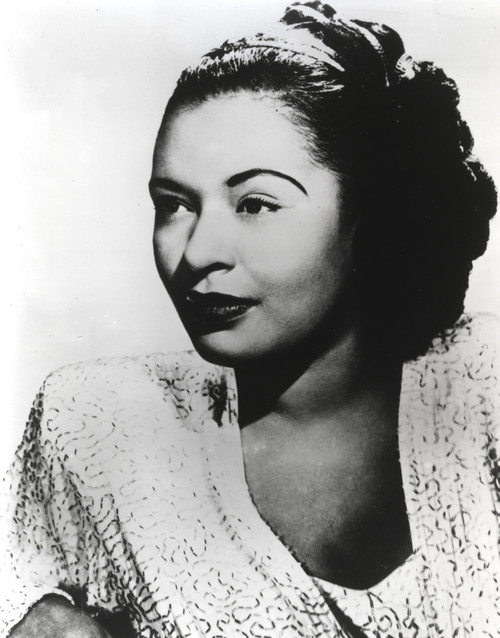 Billie Holiday Looking Away wearing Lace Dress Portrait with White Background Photo Print - Item # VARCEL699831