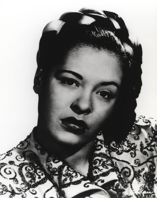 Billie Holiday wearing Lace Dress Close Up Portrait with White Background Photo Print - Item # VARCEL699829