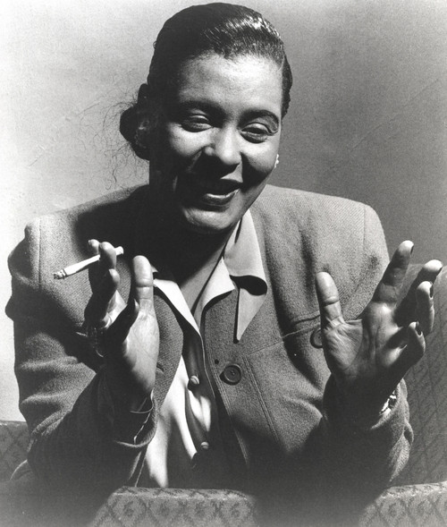 Billie Holiday Smoking Cigarette in Black and White Portrait Photo Print - Item # VARCEL699843