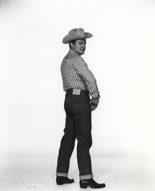 Bob Hope Posed Facing Backwards wearing Long Sleeves and Cowboy Hat Portrait with White Background Photo Print - Item # VARCEL699940