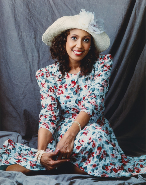 Portrait of Telma Hopkins posed in Floral Dress with Hat Photo Print - Item # VARCEL700060