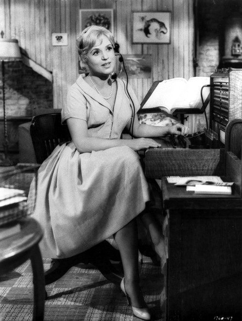 Judy Holliday Listening to the Music Using a Headphone in a Portrait Photo Print - Item # VARCEL700072