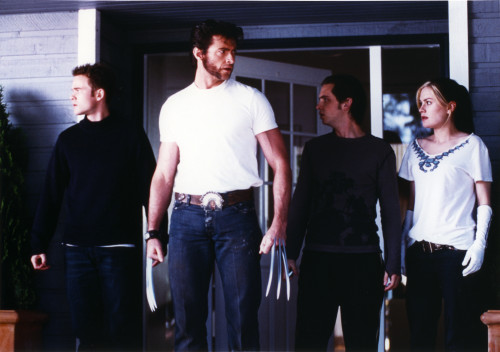 Hugh Jackman wearing White Shirt on X-Men Movie Photo Print - Item # VARCEL700475