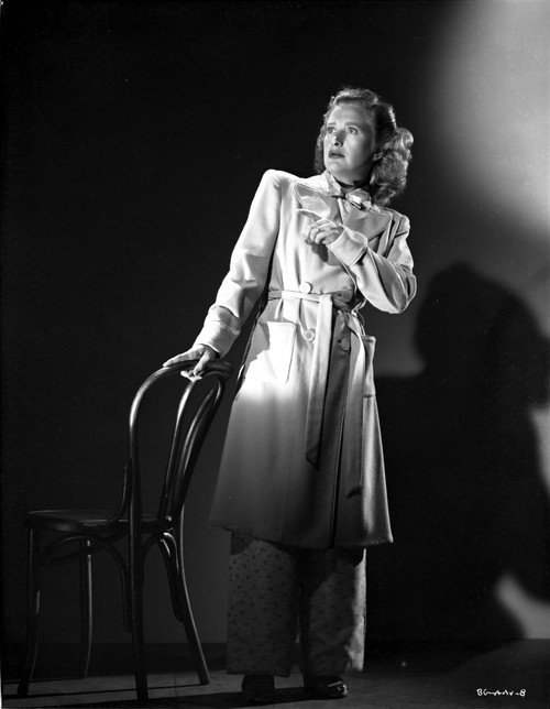Priscilla Lane Looking Up Pose wearing White Silk Dress Photo Print - Item # VARCEL701176