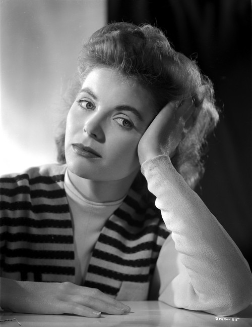 Dorothy McGuire on a Stripe Top and Face Leaning on Hand Photo Print - Item # VARCEL701613