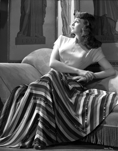 Marilyn Maxwell Looking Away in Shirt and Stipes Skirt Photo Print - Item # VARCEL702046