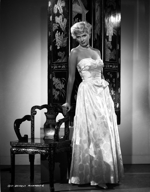 Beverly Michaels on a Printed Tube Dress and standing Portrait Photo Print - Item # VARCEL702109