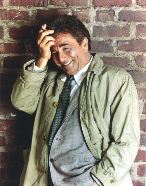Peter Falk smiling in Formal Outfit with Gray Coat Portrait Photo Print - Item # VARCEL688964