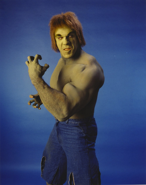 Lou Ferrigno Posed as Incredible Hulk with Blue Background Photo Print - Item # VARCEL689075