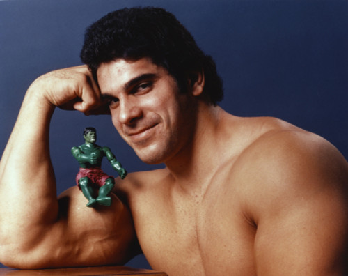 Lou Ferrigno with Incredible Hulk Action Figure Portrait Photo Print - Item # VARCEL689079