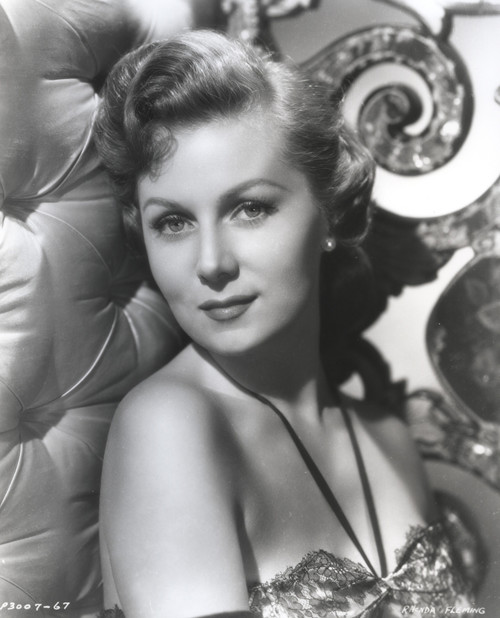 Rhonda Fleming smiling in Black and White Portrait Photo Print - Item # VARCEL689161