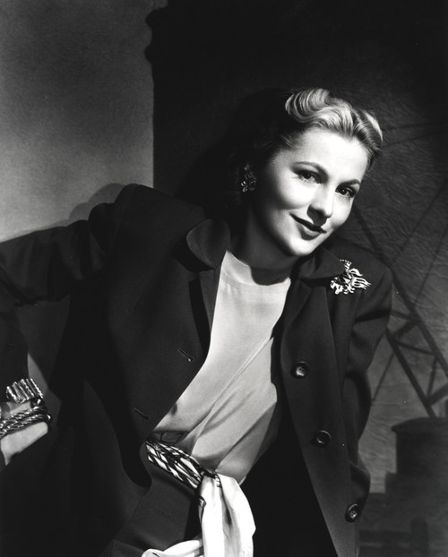 Joan Fontaine Leaning with One Hand, wearing a Black Coat in Portrait Photo Print - Item # VARCEL689350