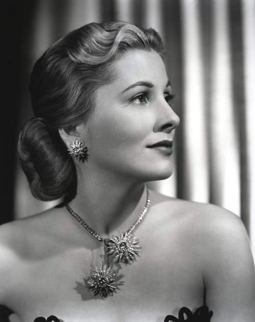 Joan Fontaine wearing Matching Necklace and Earrings in a Portrait Photo Print - Item # VARCEL689354