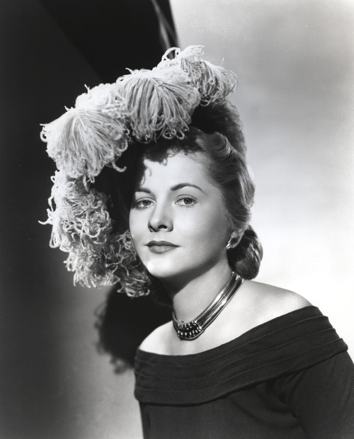 Joan Fontaine wearing a Black Dress with Matching Detailed Hat Portrait Photo Print - Item # VARCEL689353