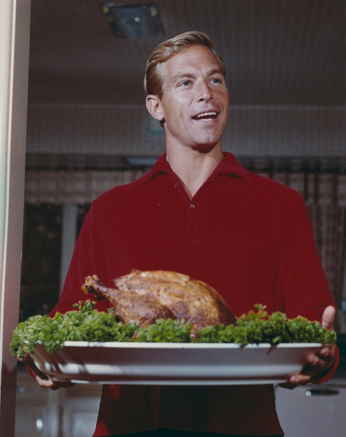 James Franciscus with Roaster Turkey Portrait Photo Print - Item # VARCEL689507