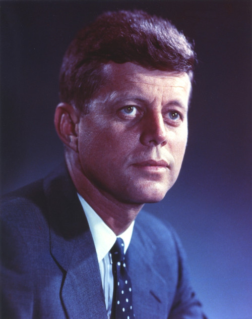 John Kennedy wearing a Blue Suit and a Polka Dot Necktie Photo Print - Item # VARCEL689630