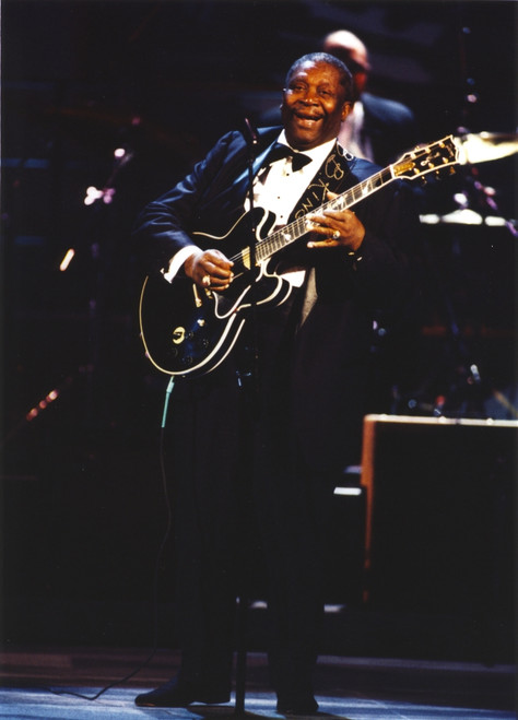 BB King Performing on Stage using Black Les Paul Guitar in Black Suit and Bow Tie Photo Print - Item # VARCEL689669