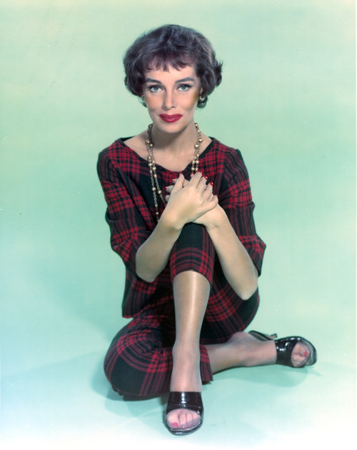 Phyllis Kirk Posed Seated on Floor in Red Checkered Dress Portrait with White Background Photo Print - Item # VARCEL689696