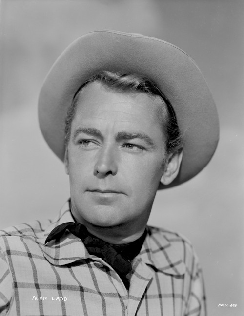 Alan Ladd Looking on the Right wearing a Hat in Close Up Portrait in Classic Photo Print - Item # VARCEL689789
