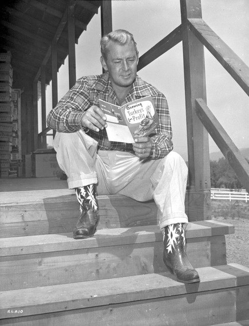 Alan Ladd sitting on the Stairs Reading Close Up Portrait Photo Print - Item # VARCEL689816