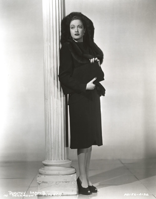 Dorothy Lamour standing in Black and White Portrait Photo Print - Item # VARCEL689937