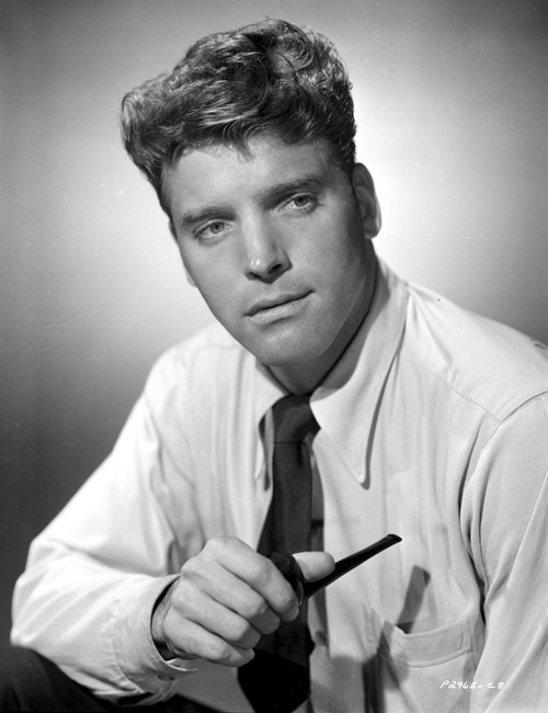 Burt Lancaster wearing Long Sleeve Polo with Tie and Holding a Pipe Photo Print - Item # VARCEL690002