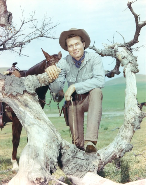 Laramie Cast posed on Tree Branch Cowboy Outfit Photo Print