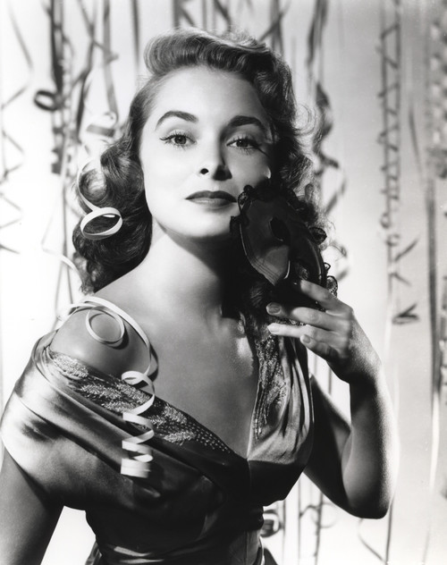 Janet Leigh Close Up in Classic Portrait in White Linen Drape Shoulder Dress with Left Hand Holding a Black Headband Photo Print - Item # VARCEL690237