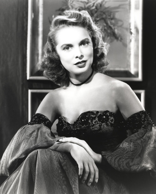 Janet Leigh Close Up in Classic Portrait in Black Silk Strapless Dress and Flase Sleeves with Hands on the Lap Photo Print - Item # VARCEL690240