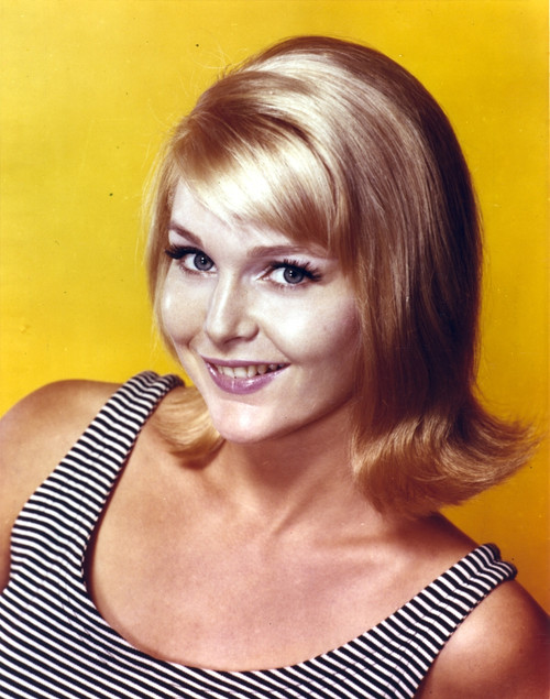 Carol Lynley in a Stripe Tank Top on a Yellow Background Photo Print - Item # VARCEL690612