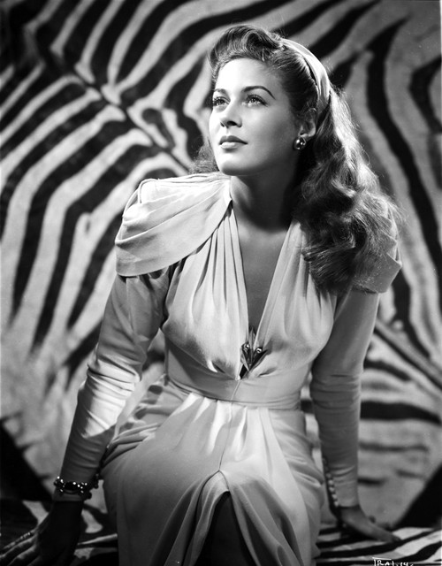 Ramsey Ames Posed in White Formal Dress Black and White Portrait Photo Print - Item # VARCEL692760