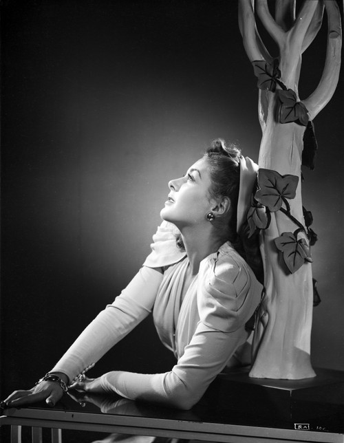 Ramsey Ames posed Facing Side View in White Dress in Black and White Photo Print - Item # VARCEL692794