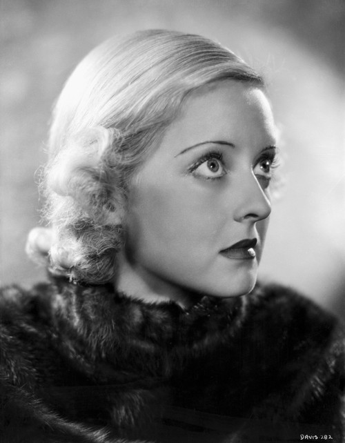 Bette Davis Portrait Looking Up in Black Fur Pelt Coat Photo Print - Item # VARCEL692928