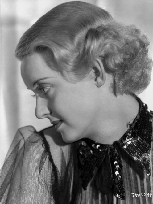 Bette Davis Portrait in Black Lined Dress s with Black Ribbon Looking to the Right Photo Print - Item # VARCEL692953
