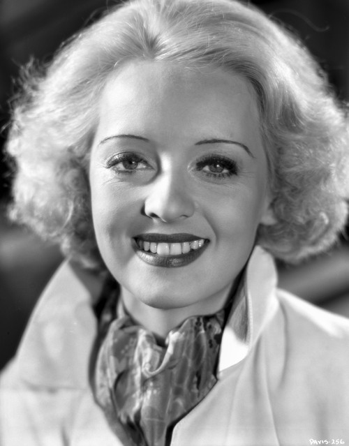 Bette Davis Portrait smiling with Floral Neckerchief and White Collar Shirt Dress Photo Print - Item # VARCEL693097