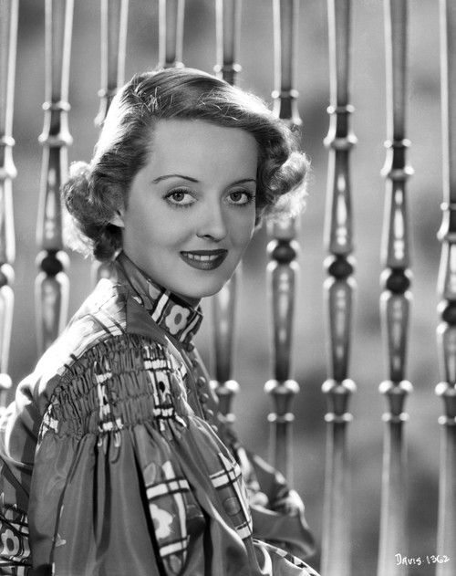 Bette Davis Portrait smiling in High Neck Mutton Long Sleeve Dress Photo Print - Item # VARCEL693243