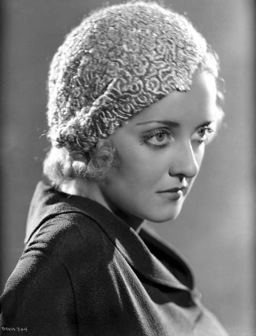 Bette Davis Portrait in Two Tone Wool Bonnet and Black Tight Long Sleeve Shirt with Neckerchief Photo Print - Item # VARCEL693249